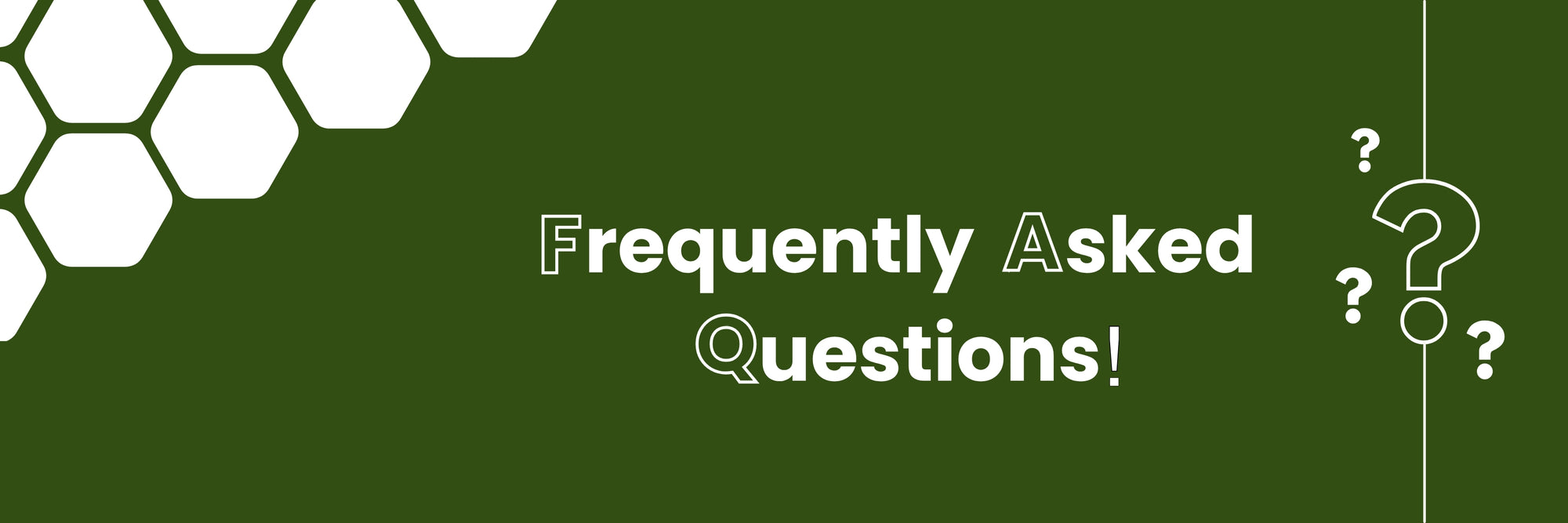Green banner with 'Frequently Asked Questions!' text and question mark icons on a white background