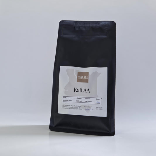 Coffee Plus 254 Kati AA Kenyan coffee bag, fully washed process,light roast, citrus, floral, melon notes